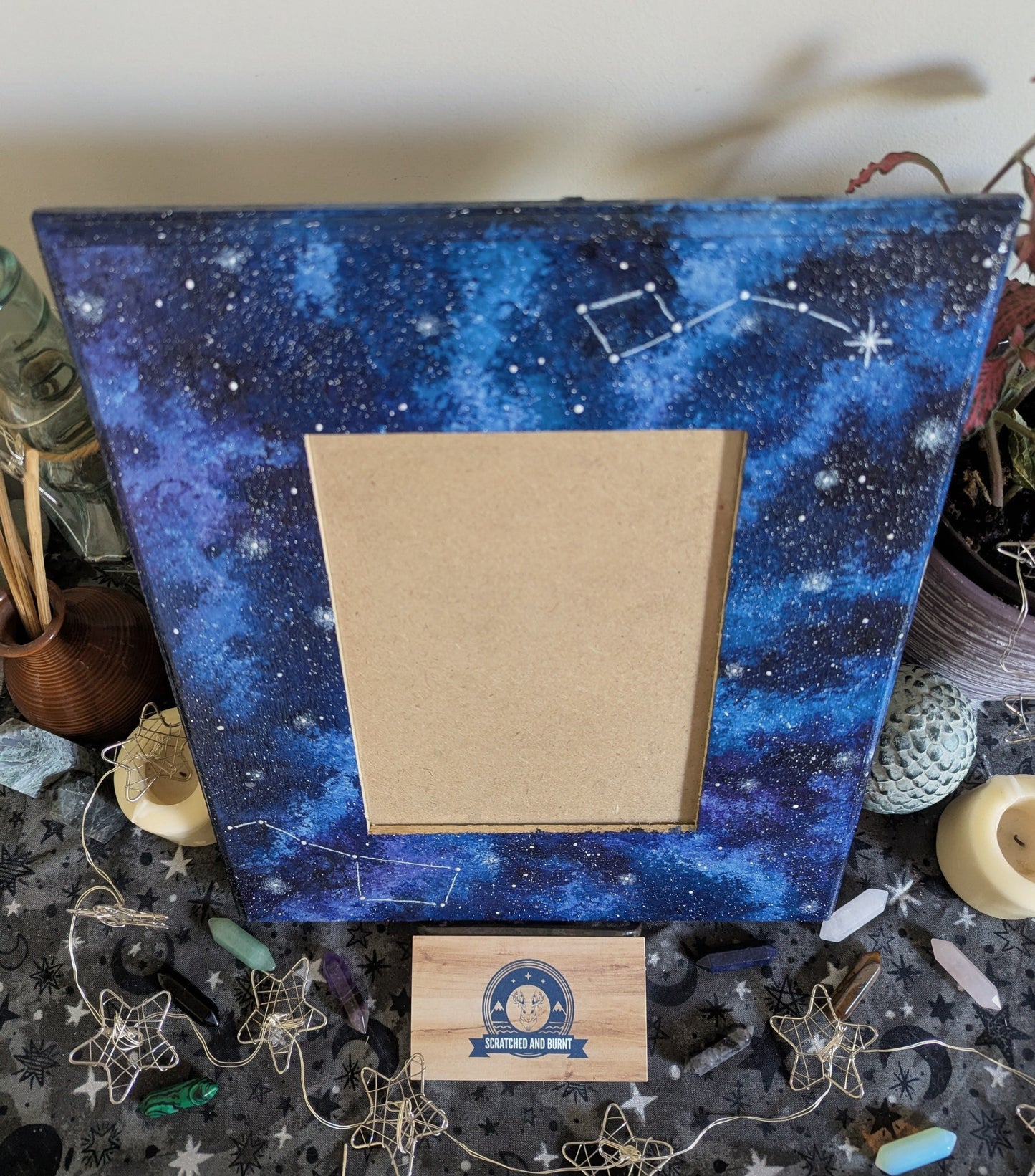 Ursa Major / Minor, Blue Galaxy Themed Picture Frame, Painted Acrylic