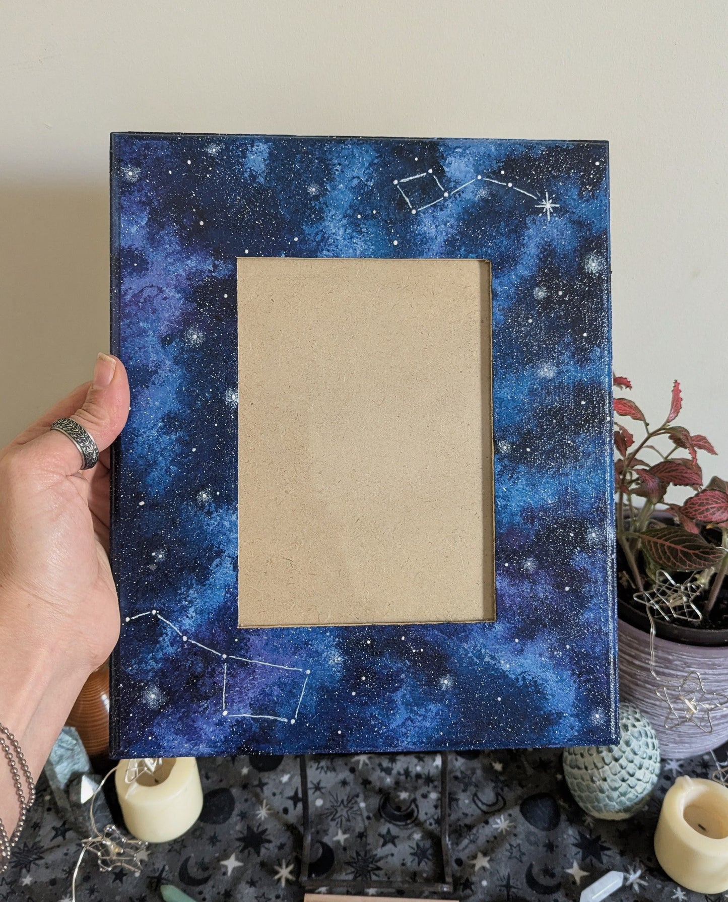 Ursa Major / Minor, Blue Galaxy Themed Picture Frame, Painted Acrylic