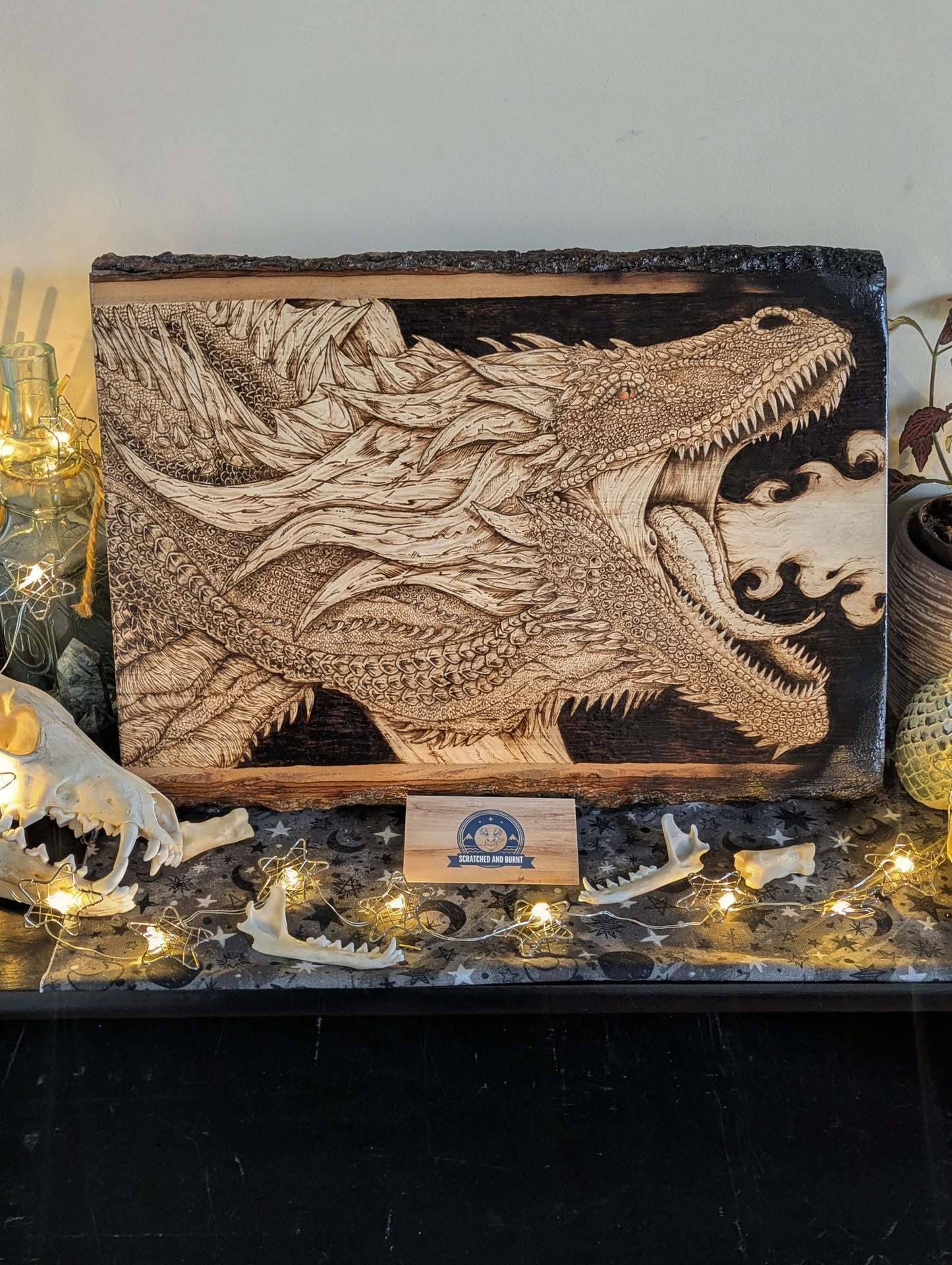 'Guardian Dragon', Pyrography on Basswood, Desk/Wall Art