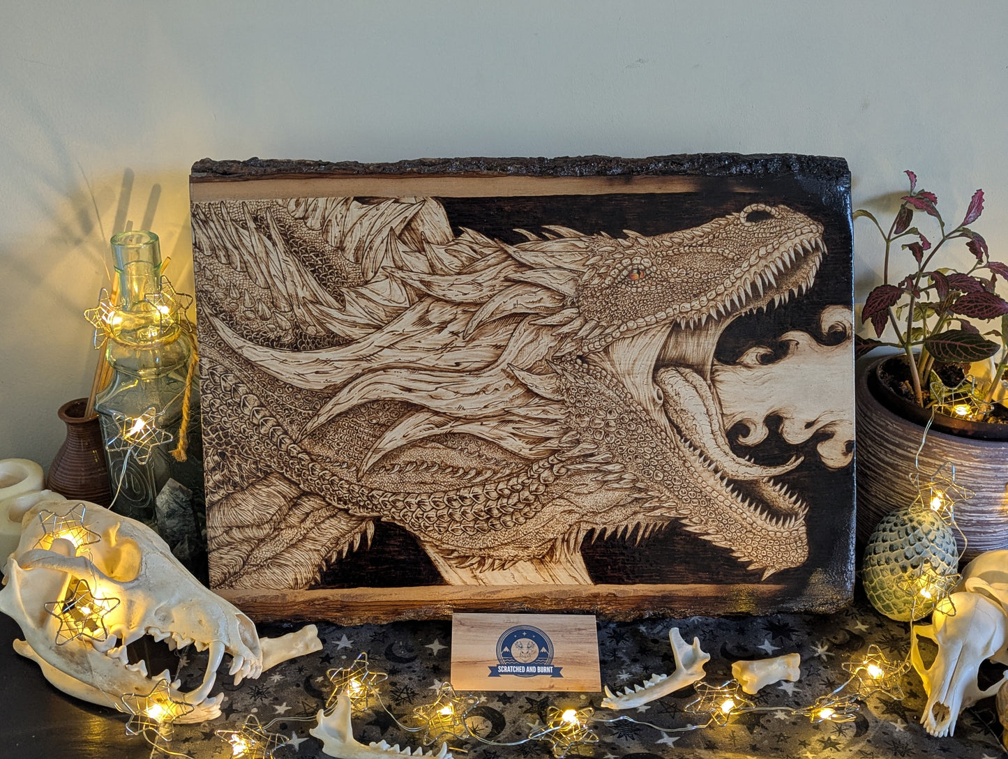 'Guardian Dragon', Pyrography on Basswood, Desk/Wall Art