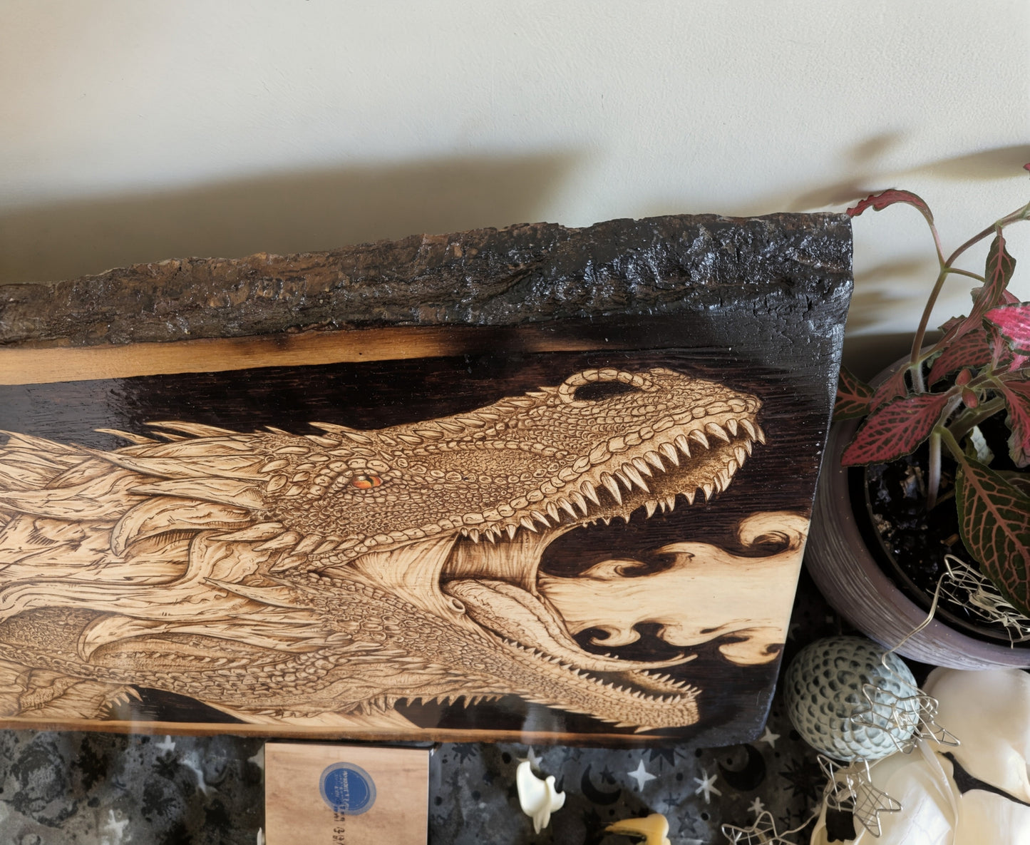 'Guardian Dragon', Pyrography on Basswood, Desk/Wall Art
