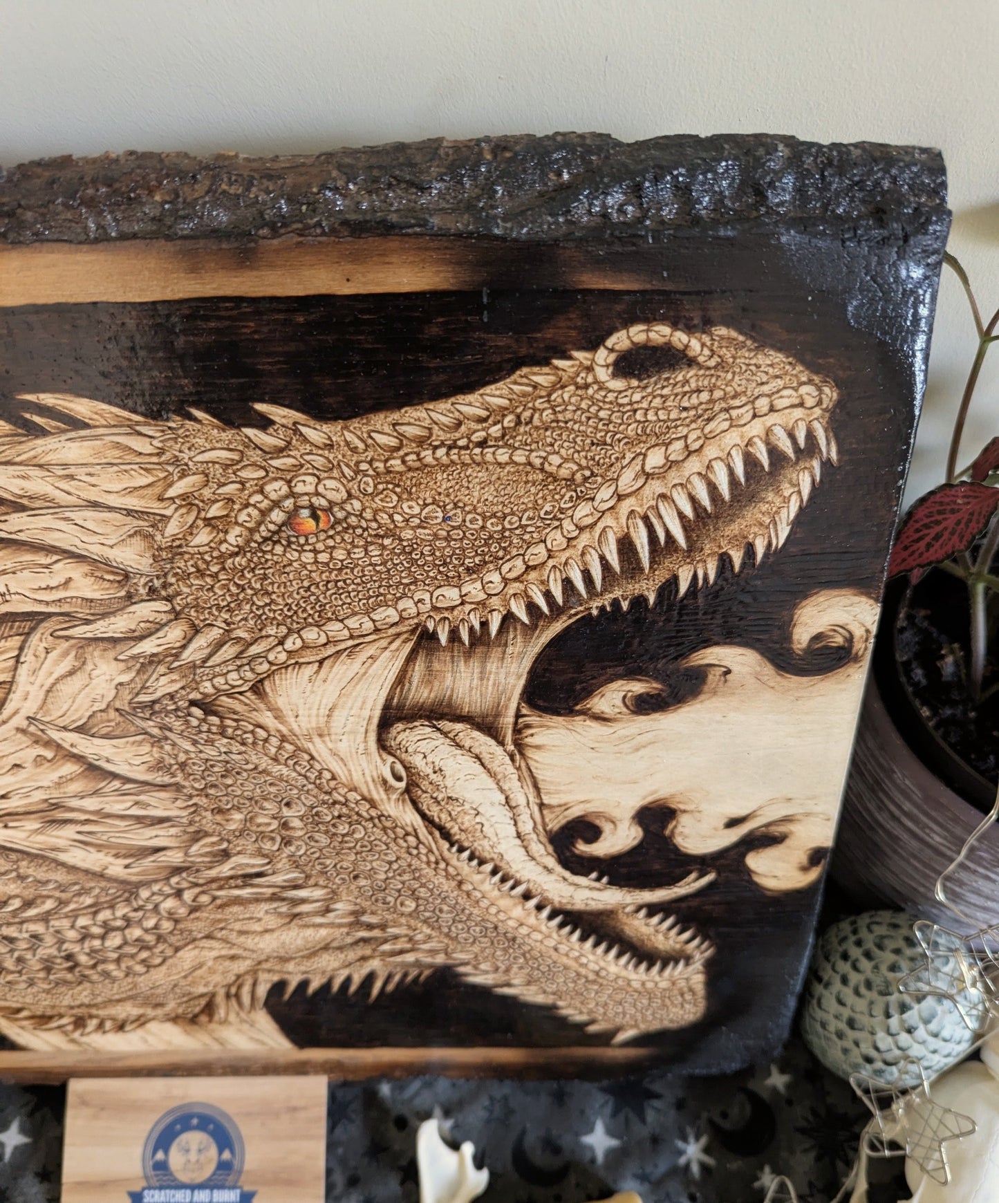'Guardian Dragon', Pyrography on Basswood, Desk/Wall Art
