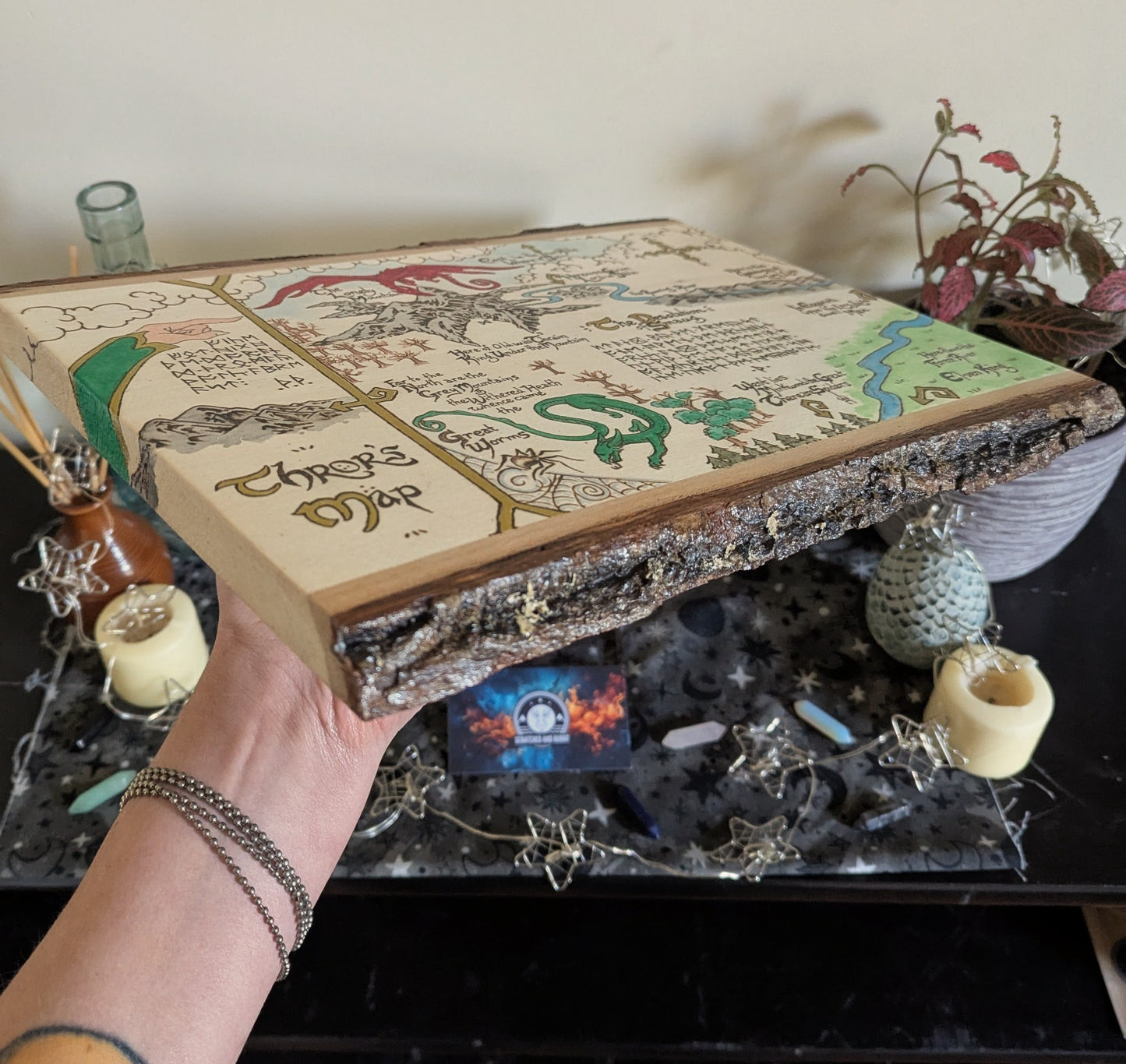 'Thror's Map' The Hobbit Map, Pyrography, Watercolors Desk/Wall Art
