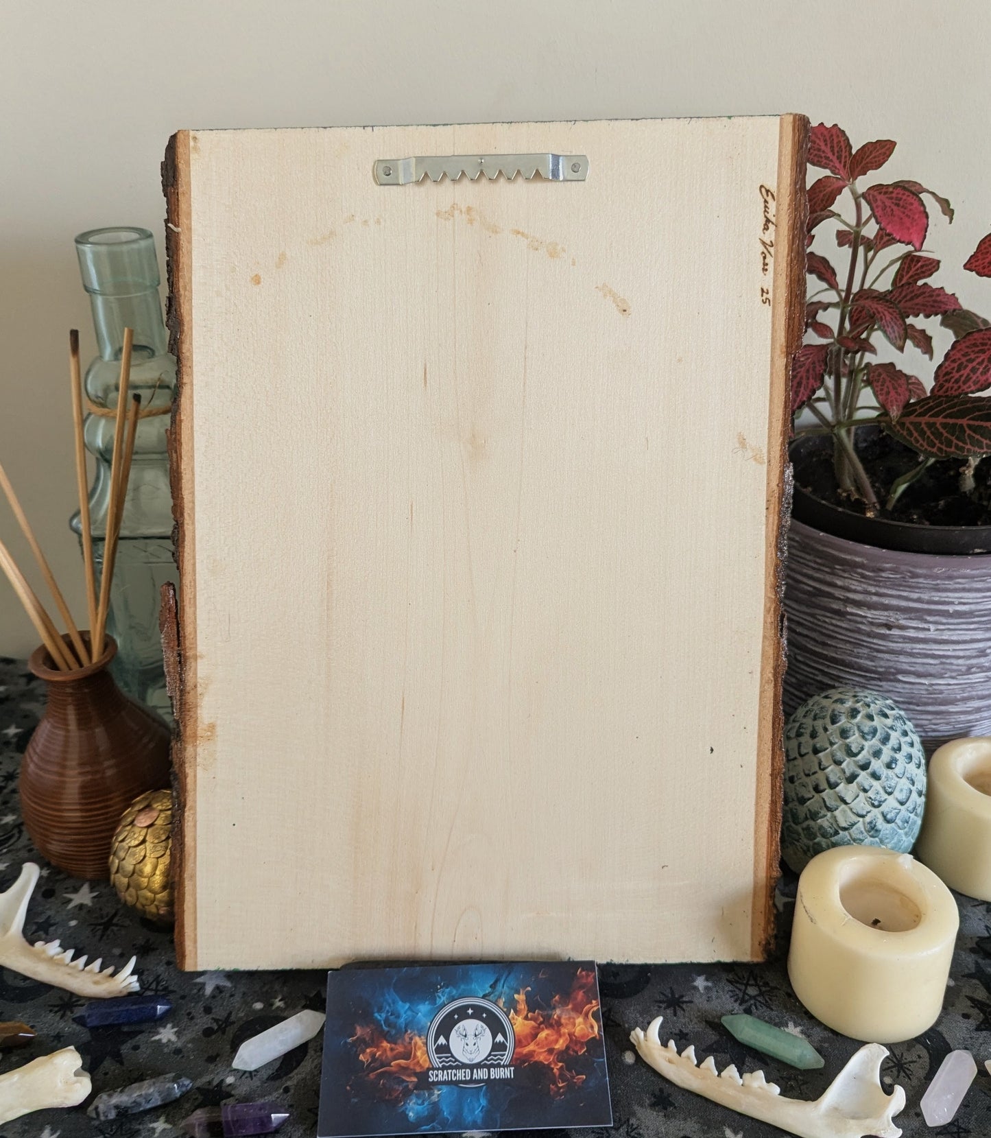 'Celestial Flight' Dragon, Pyrography with Acrylics on Wood, Desk/Wall Art