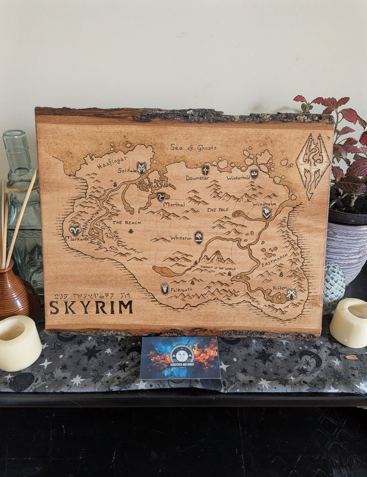 'Province of Skyrim' Pyrography Map Desk/Wall Art