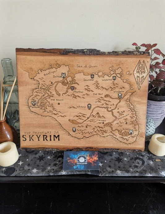 'Province of Skyrim' Pyrography Map Desk/Wall Art
