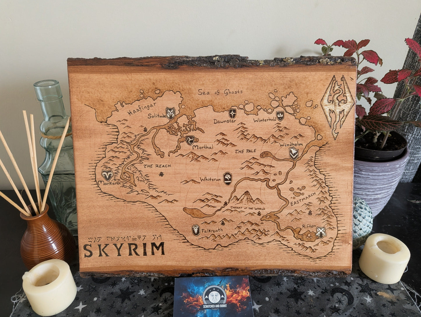 'Province of Skyrim' Pyrography Map Desk/Wall Art