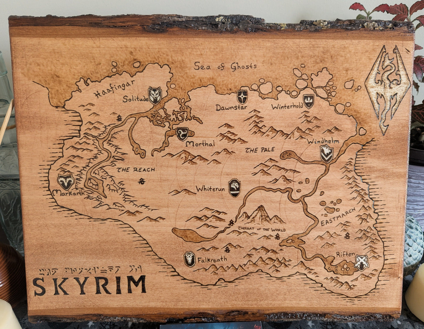 'Province of Skyrim' Pyrography Map Desk/Wall Art