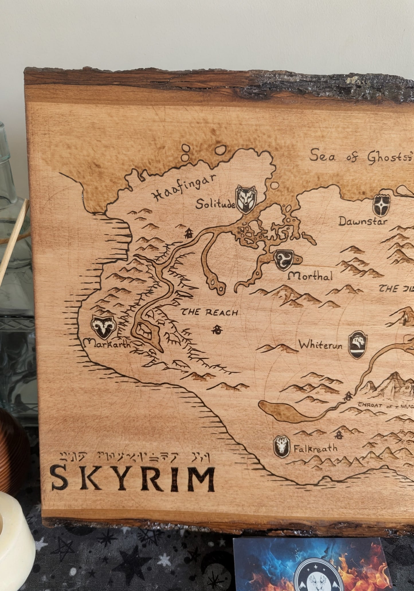 'Province of Skyrim' Pyrography Map Desk/Wall Art