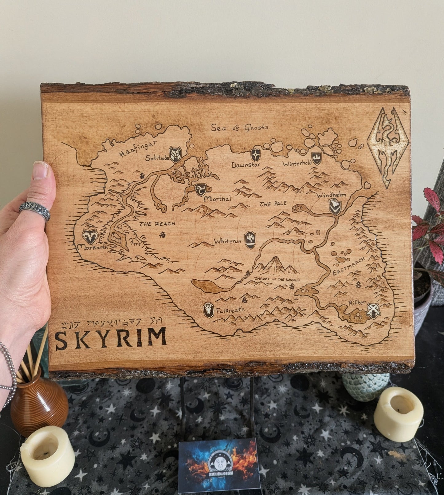 'Province of Skyrim' Pyrography Map Desk/Wall Art