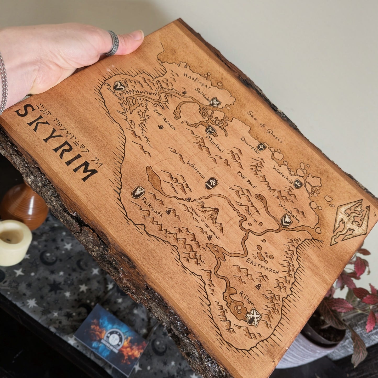 'Province of Skyrim' Pyrography Map Desk/Wall Art