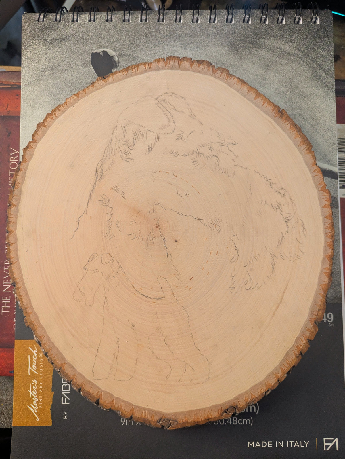 Wire Fox Terrier, Tessa. Pyrography on Basswood Slice