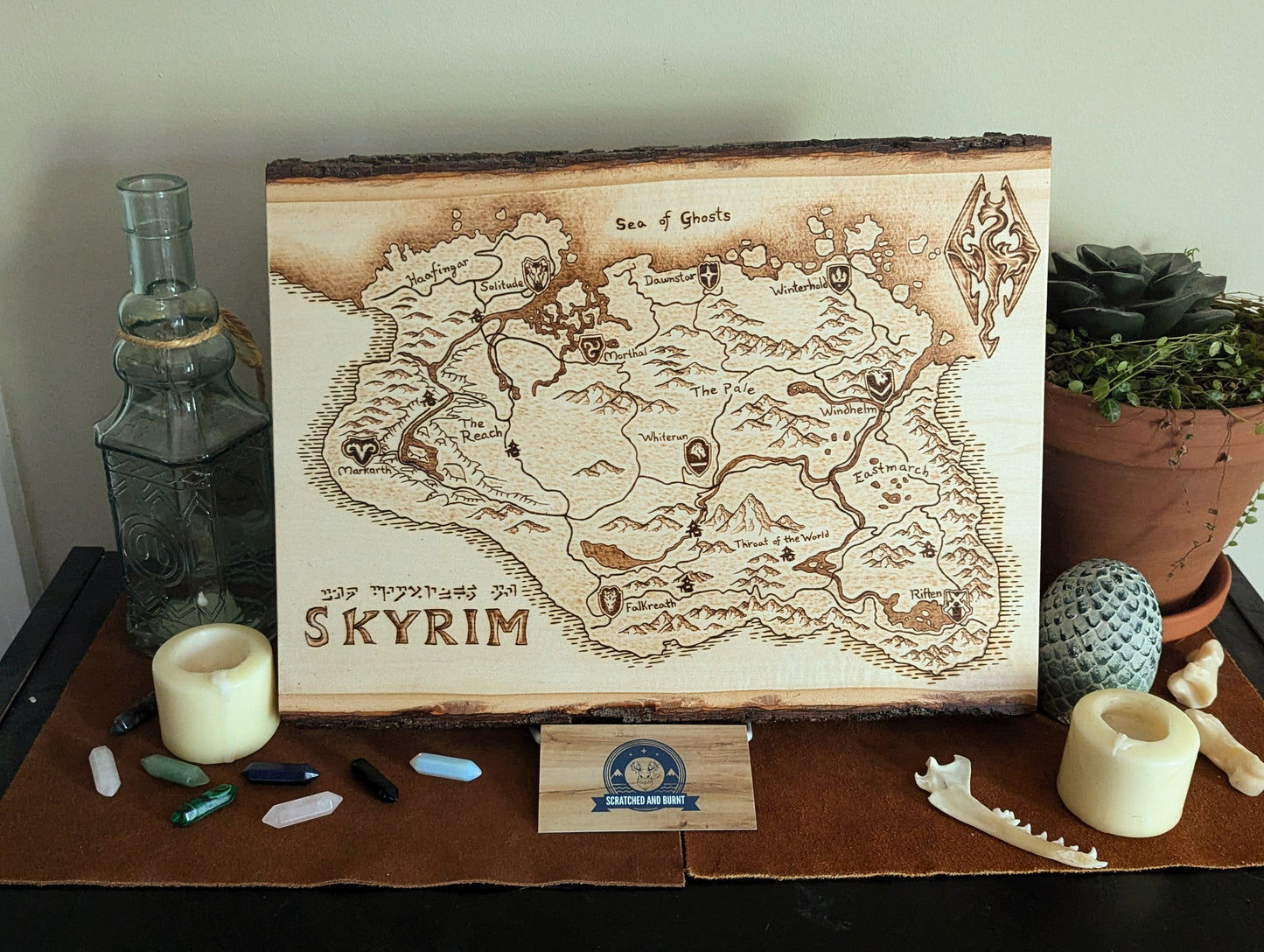 'Province of Skyrim' Pyrography Map Desk/Wall Art