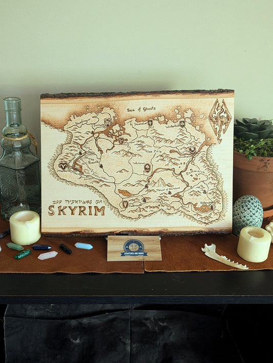 'Province of Skyrim' Pyrography Map Desk/Wall Art