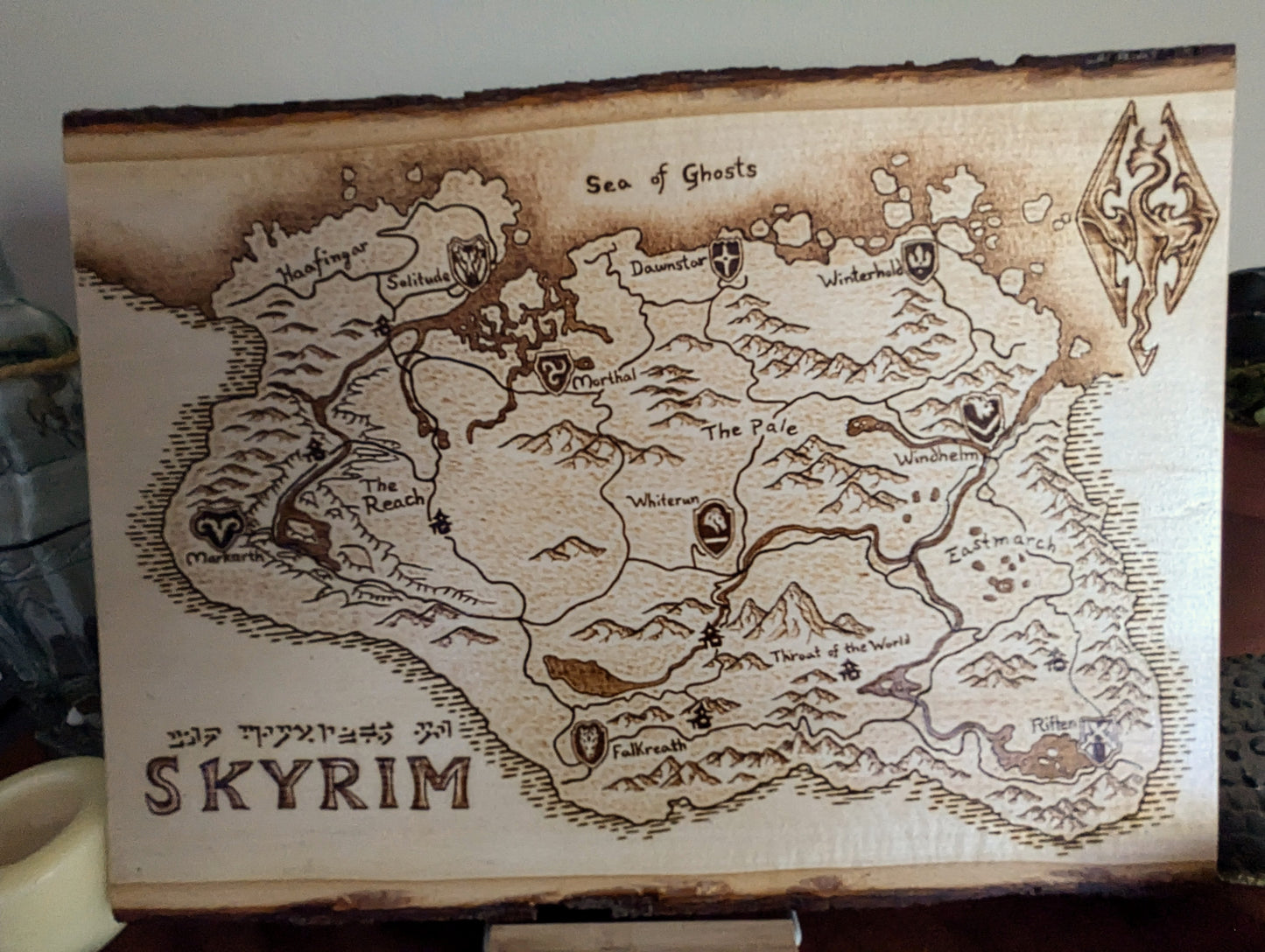 'Province of Skyrim' Pyrography Map Desk/Wall Art