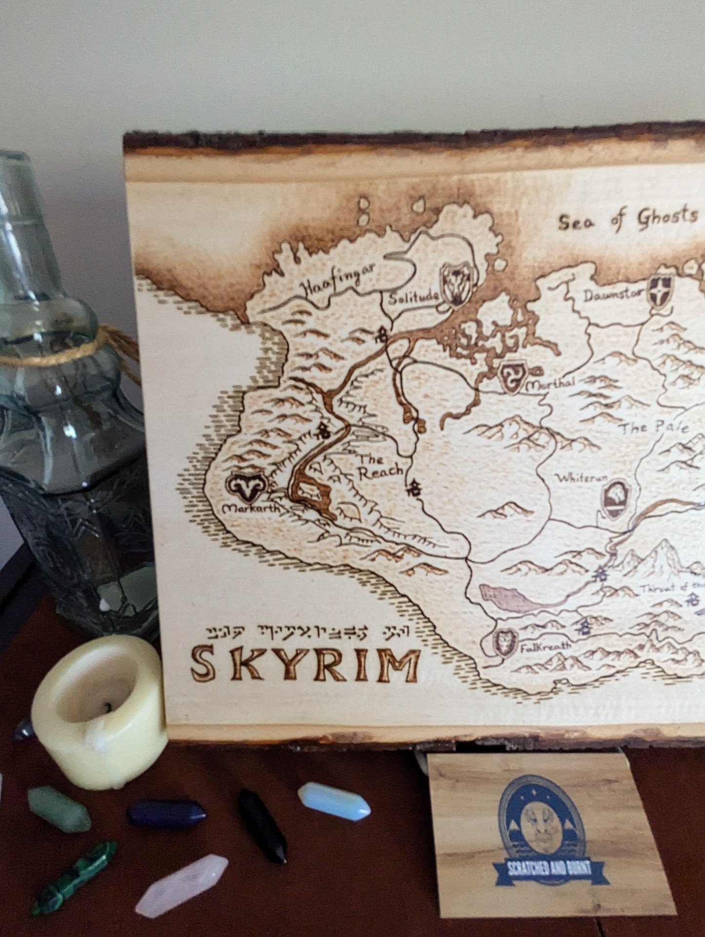 'Province of Skyrim' Pyrography Map Desk/Wall Art