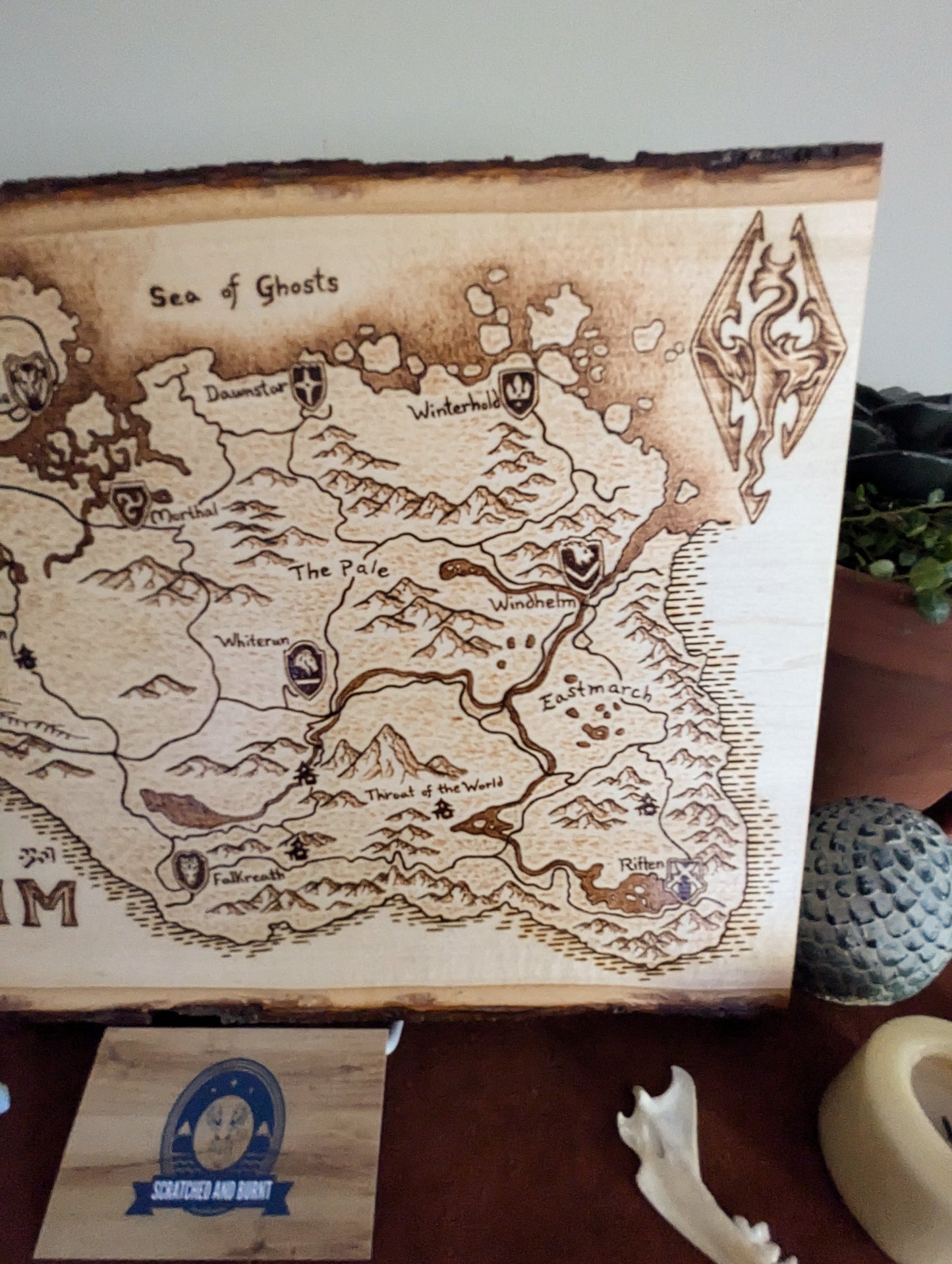 'Province of Skyrim' Pyrography Map Desk/Wall Art