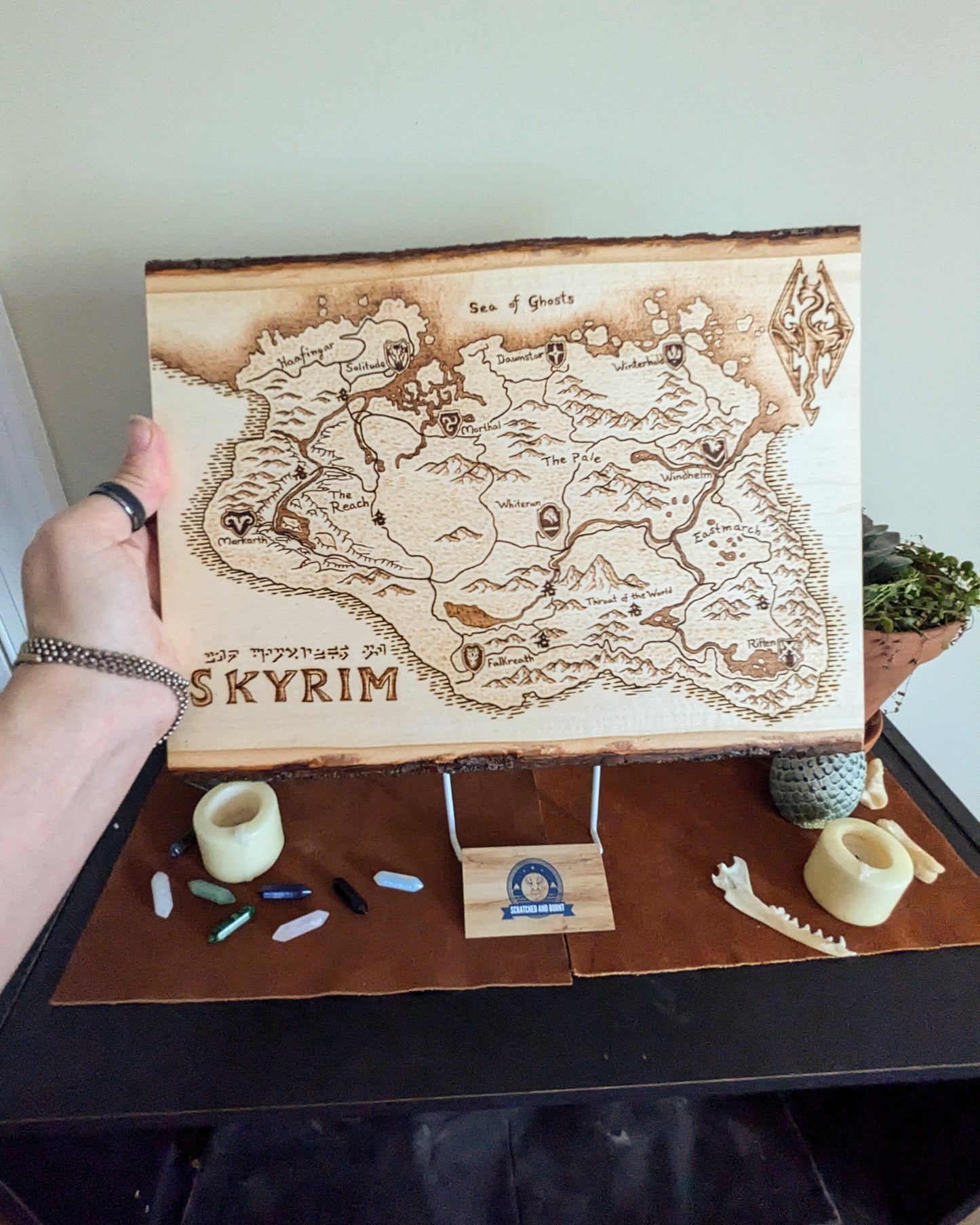 'Province of Skyrim' Pyrography Map Desk/Wall Art