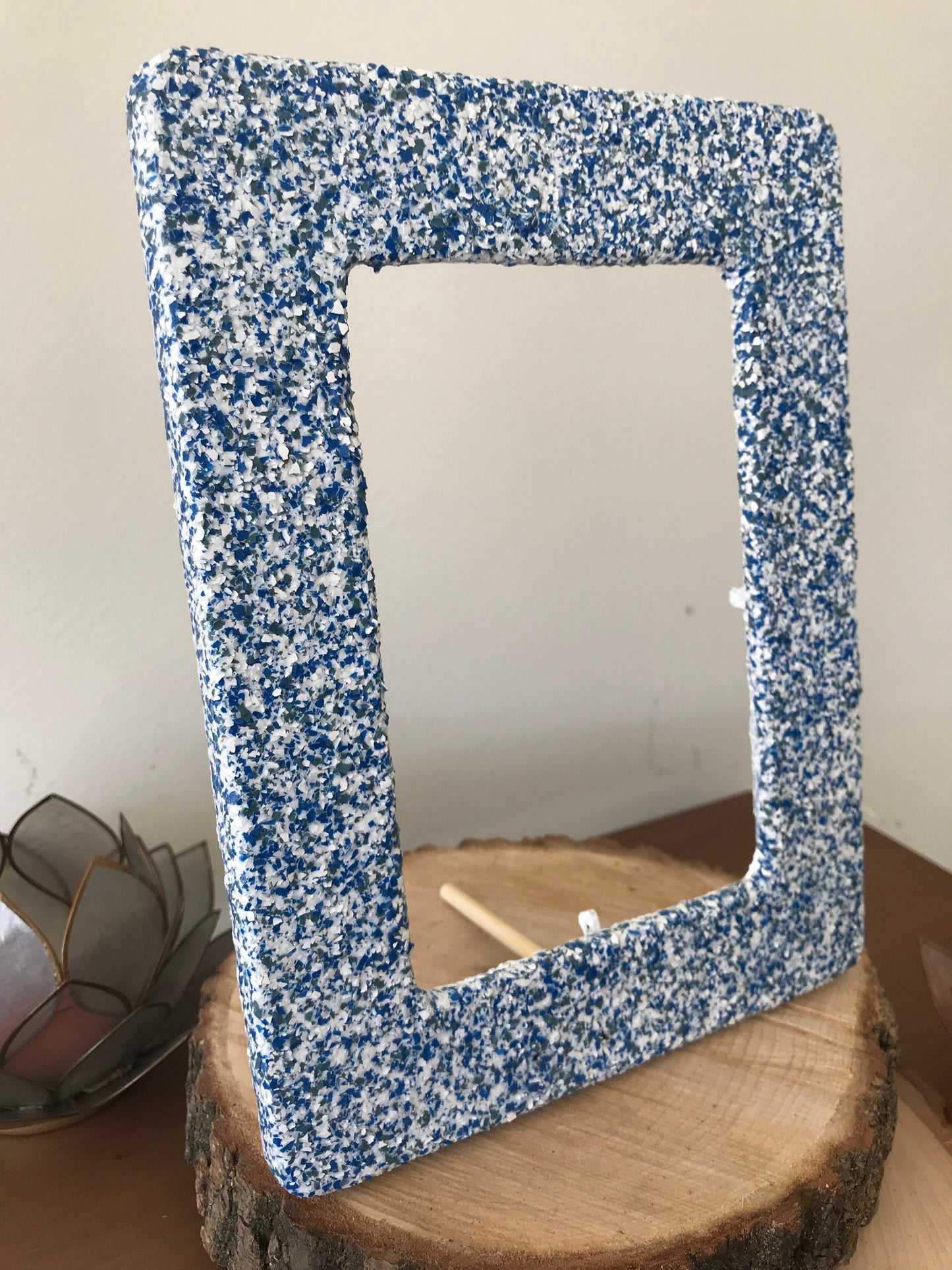 Wooden Picture Frame with "Ocean Breeze" Color Flake Texture