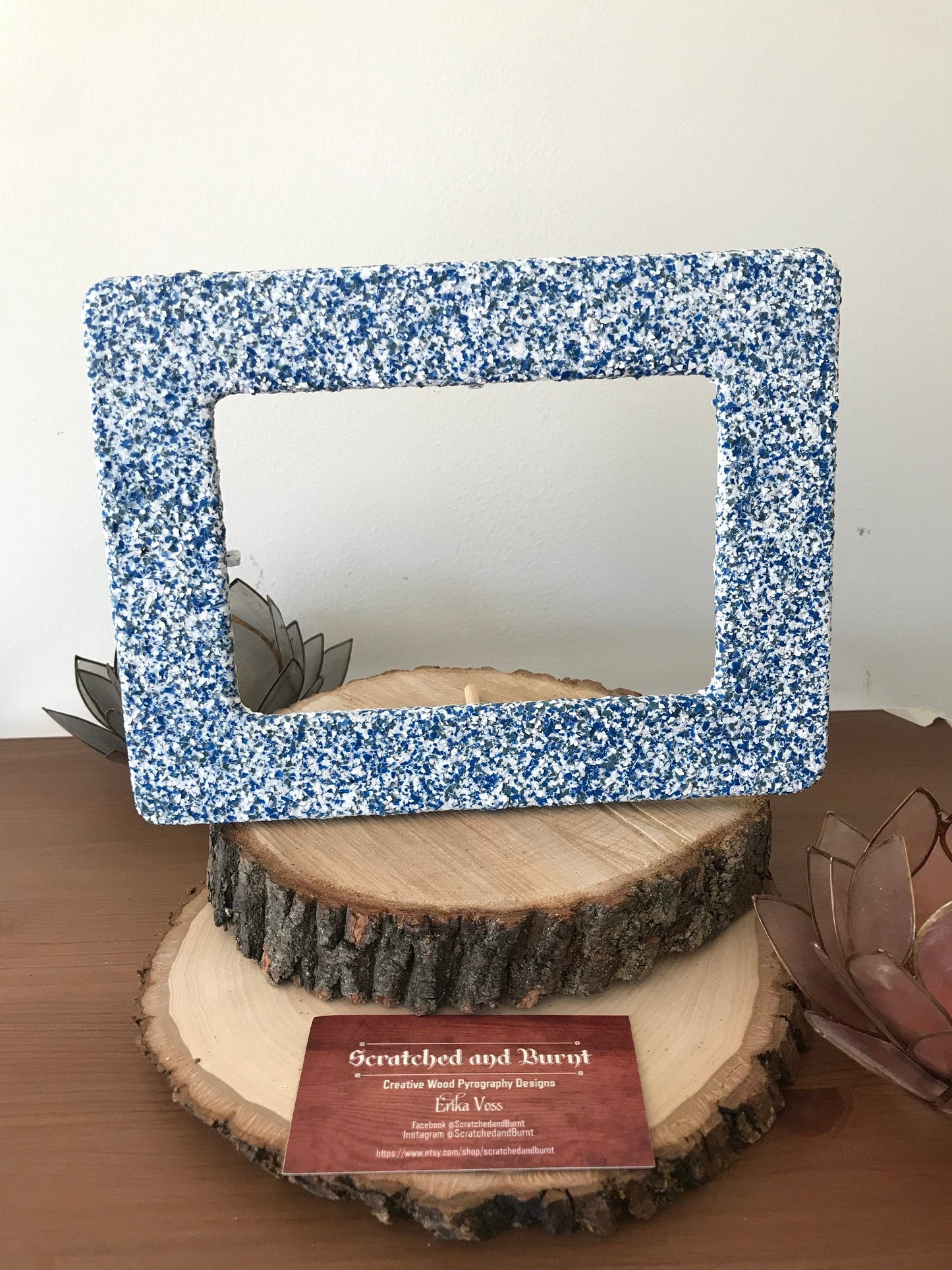 Wooden Picture Frame with "Ocean Breeze" Color Flake Texture