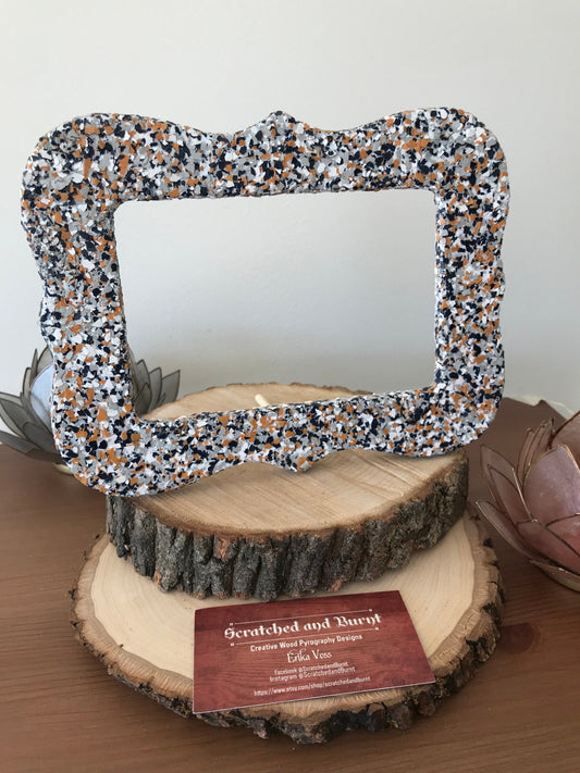 Wooden Curved Picture Frame with "Calico" Color Flake Texture