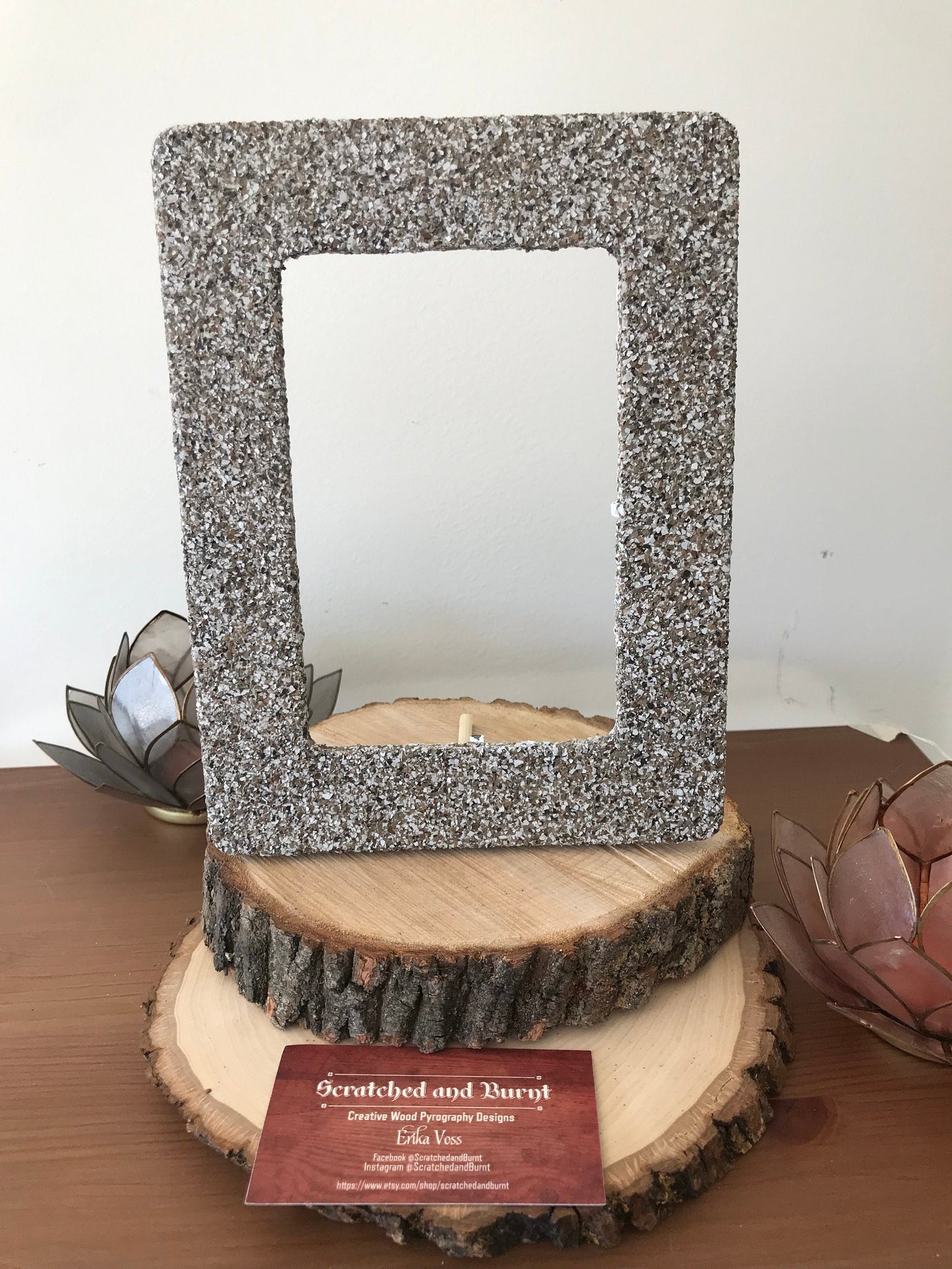 Wooden Picture Frame with "Almond" Color Flake Texture