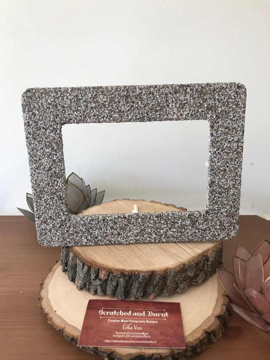 Wooden Picture Frame with "Almond" Color Flake Texture