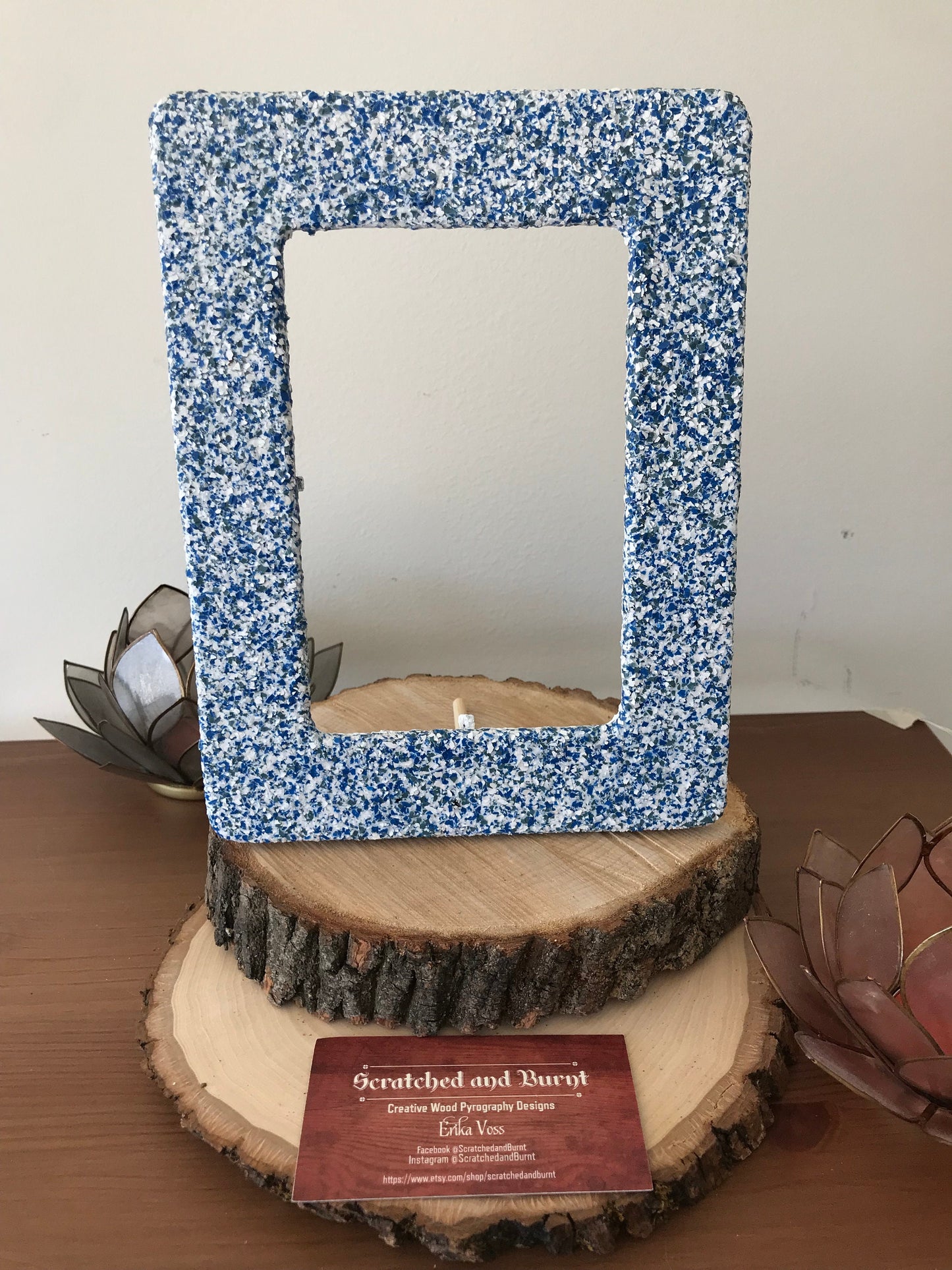 Wooden Picture Frame with "Ocean Breeze" Color Flake Texture