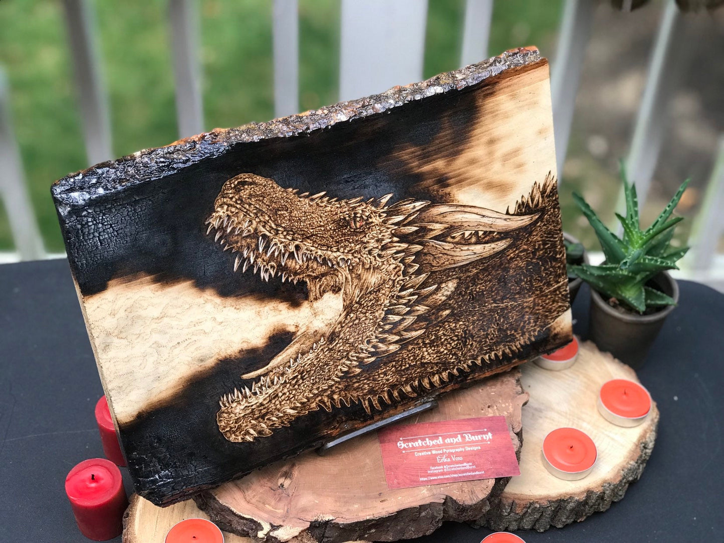 Game of Thrones 'Drogon' Wood-Burned Wall or Desk Art