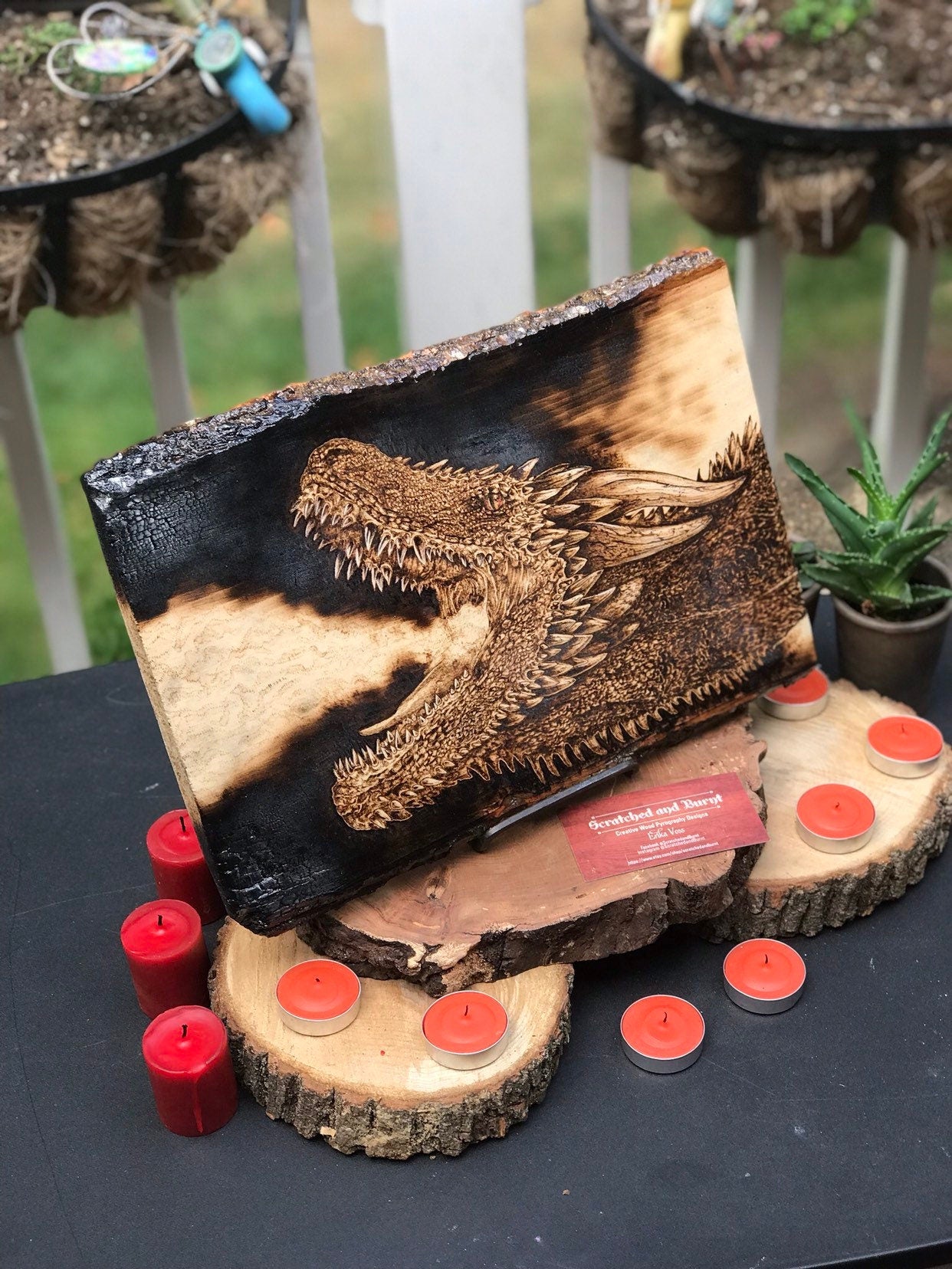 Game of Thrones 'Drogon' Wood-Burned Wall or Desk Art