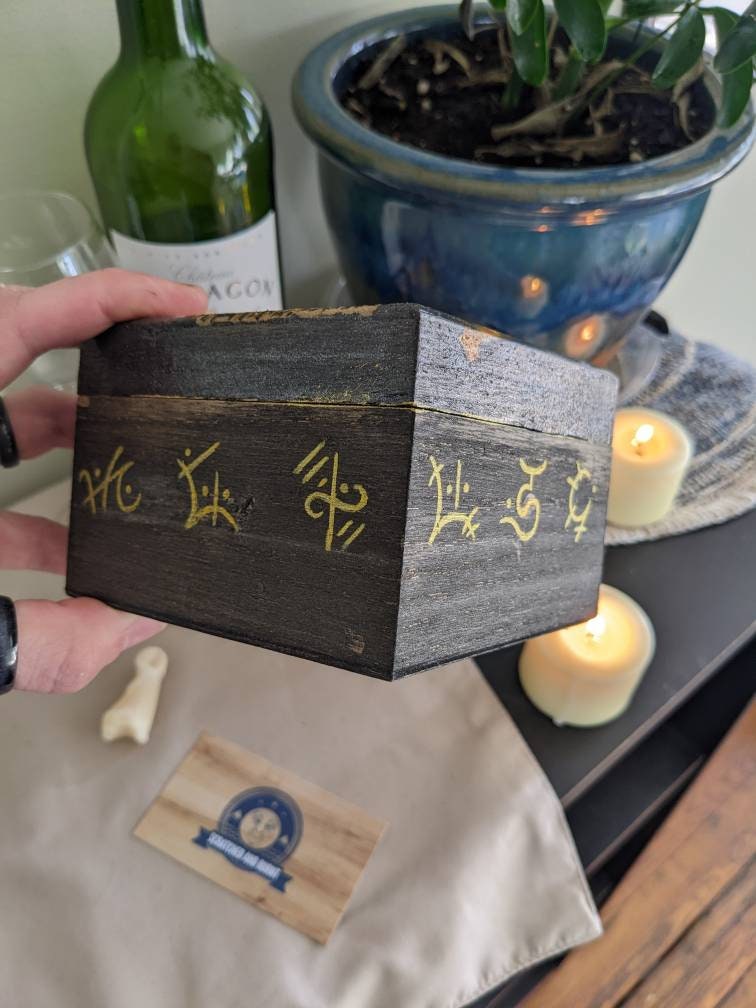 Wooden Box With Dragon Fire Art